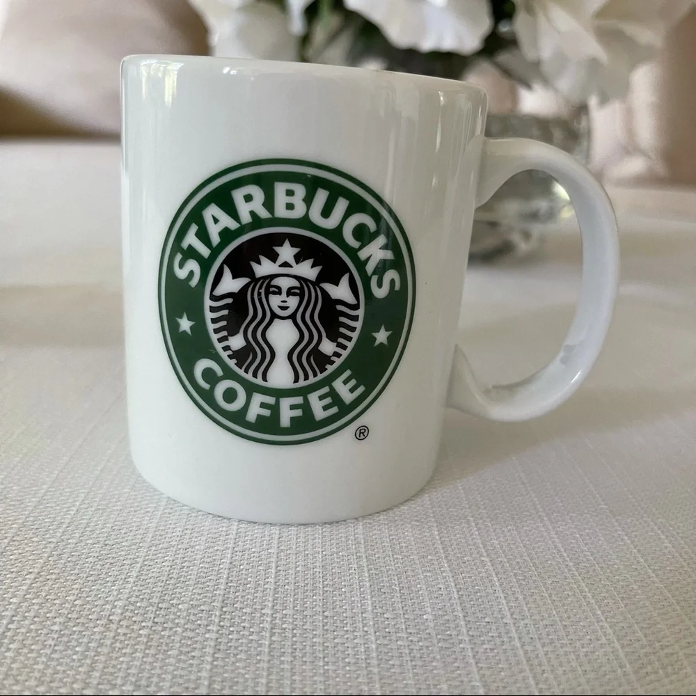 Two Starbucks 2005 White Porcelain 9 Oz. Coffee Cup Mug